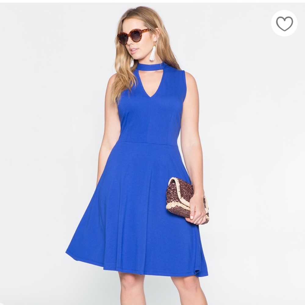 Eloquii Cutout Fit and Flare Ponte Dress Blue Size 16